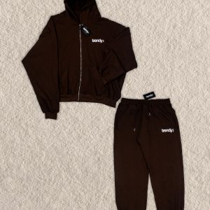 Brown Two Piece Zippers Hoodie
